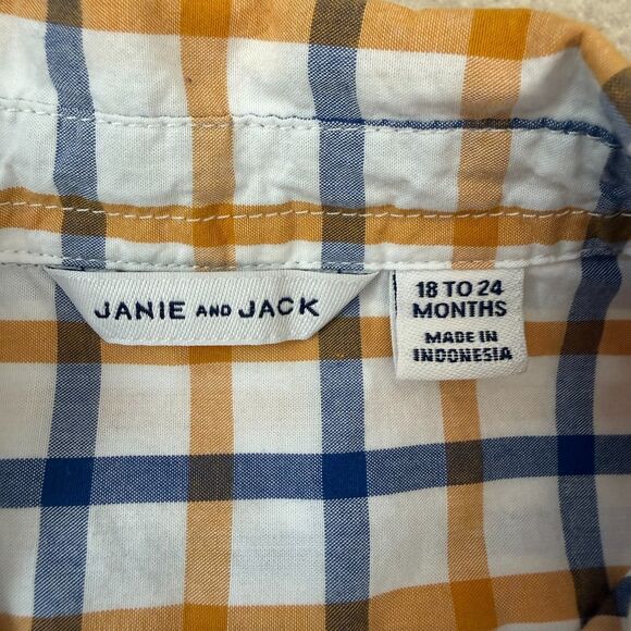 Janie and Jack plaid button-up 2 shirt bundle red yellow Kids 18–24M classic - Picture 11 of 16